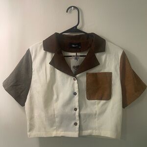 Colorblock Short Sleeve Button-Up Shirt